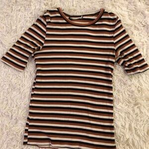 Striped Women's Top - Black, Brown, White